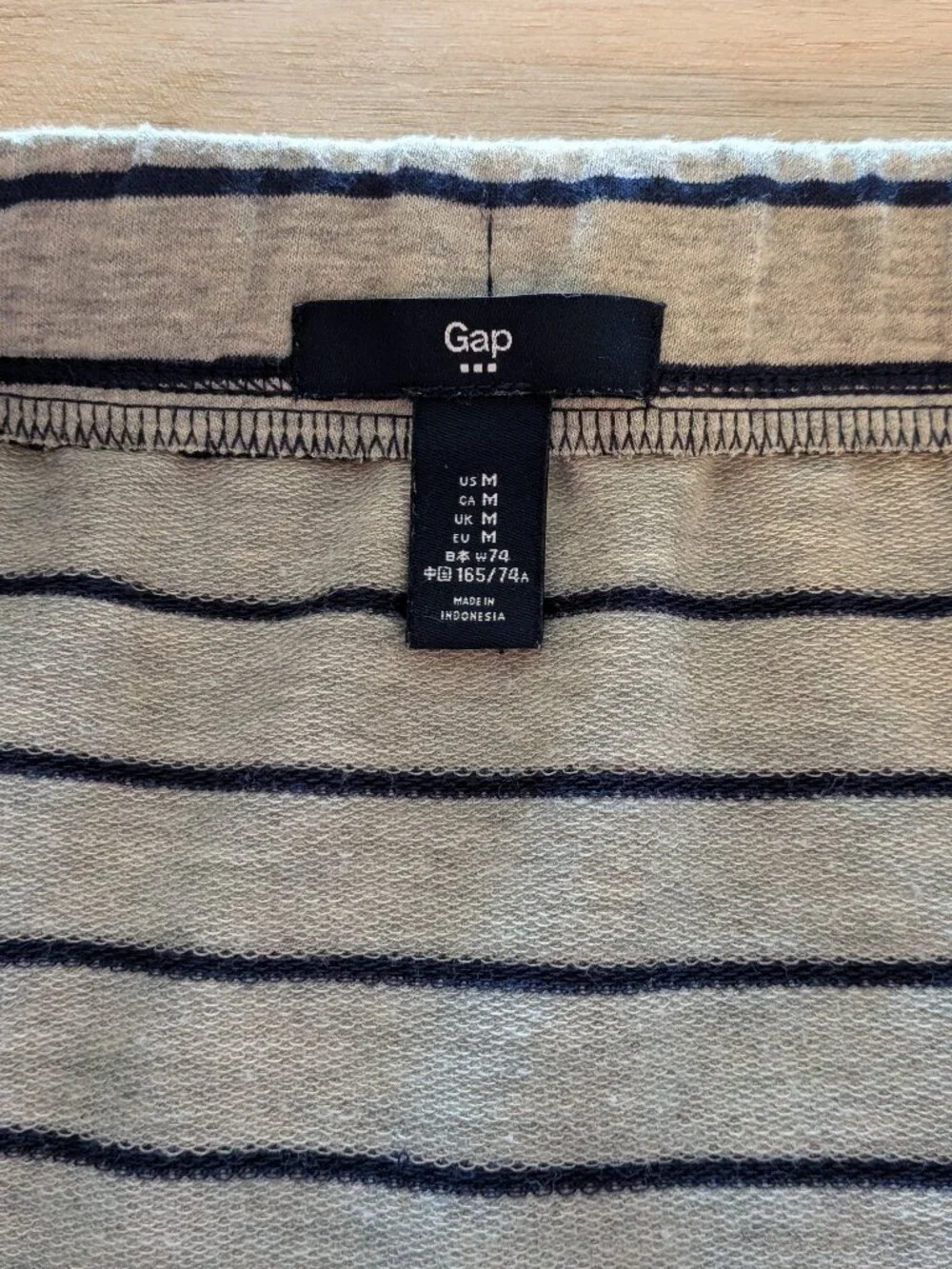 Gap Maxi Cotton Jersey Skirt, Grey with Navy Stripes, Elastic Waist, Sz M - Picture 5 of 6